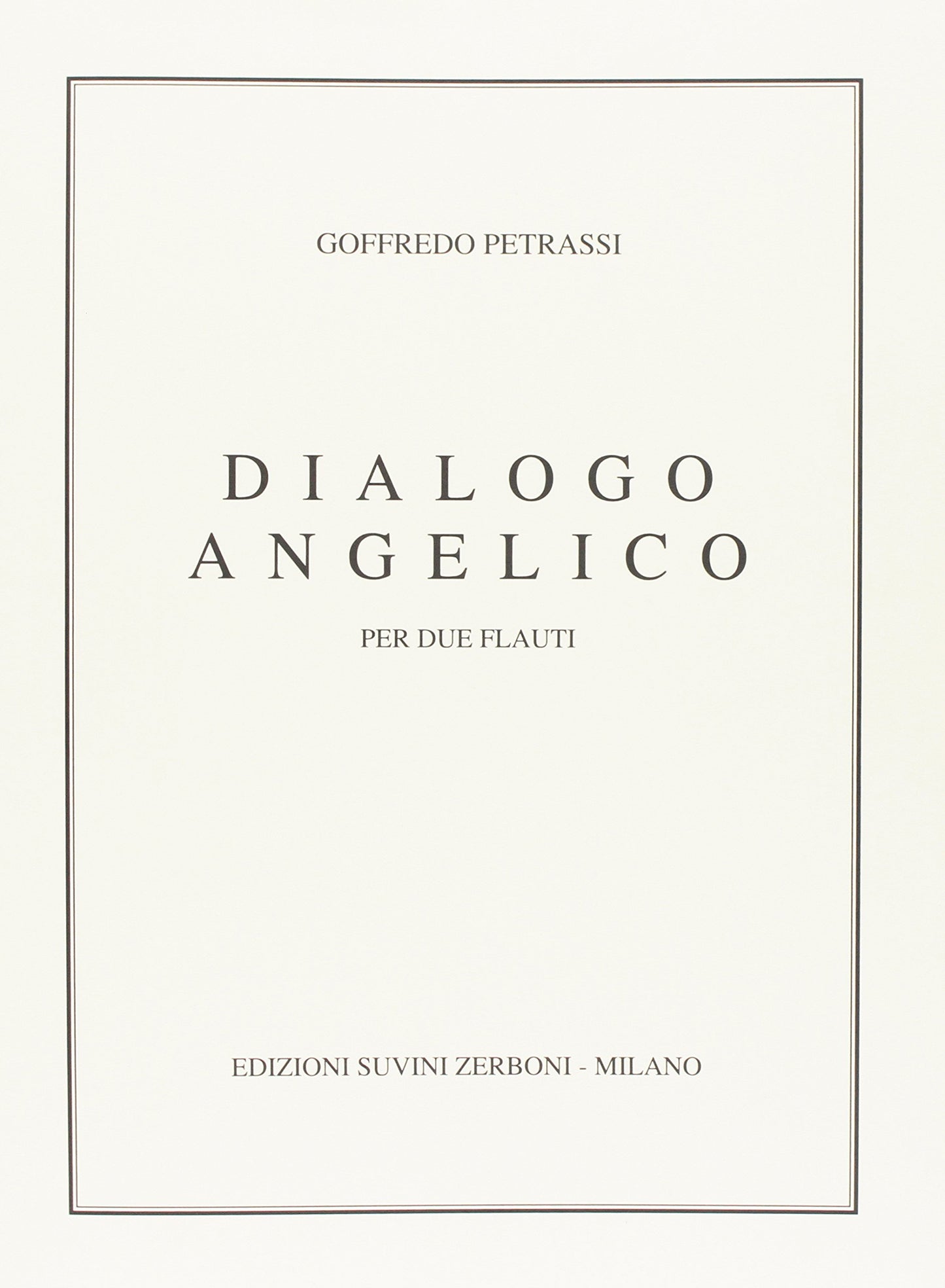 Book cover of 'Dialogo Angelico' by Goffredo Petrassi with text on a white background