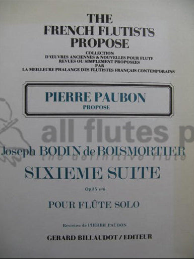 Boismortier Suite Op 35 No 6 for Solo Flute