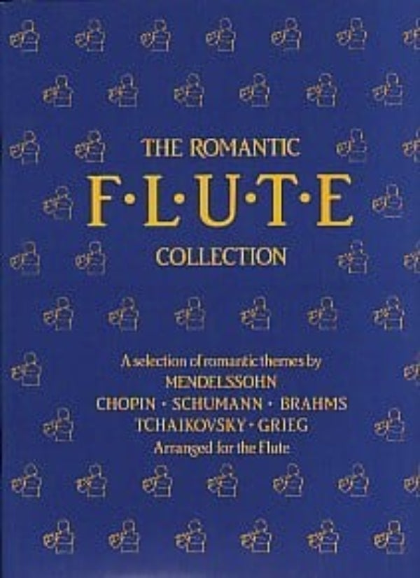Book cover of 'The Romantic Flute Collection' with blue background and gold text.