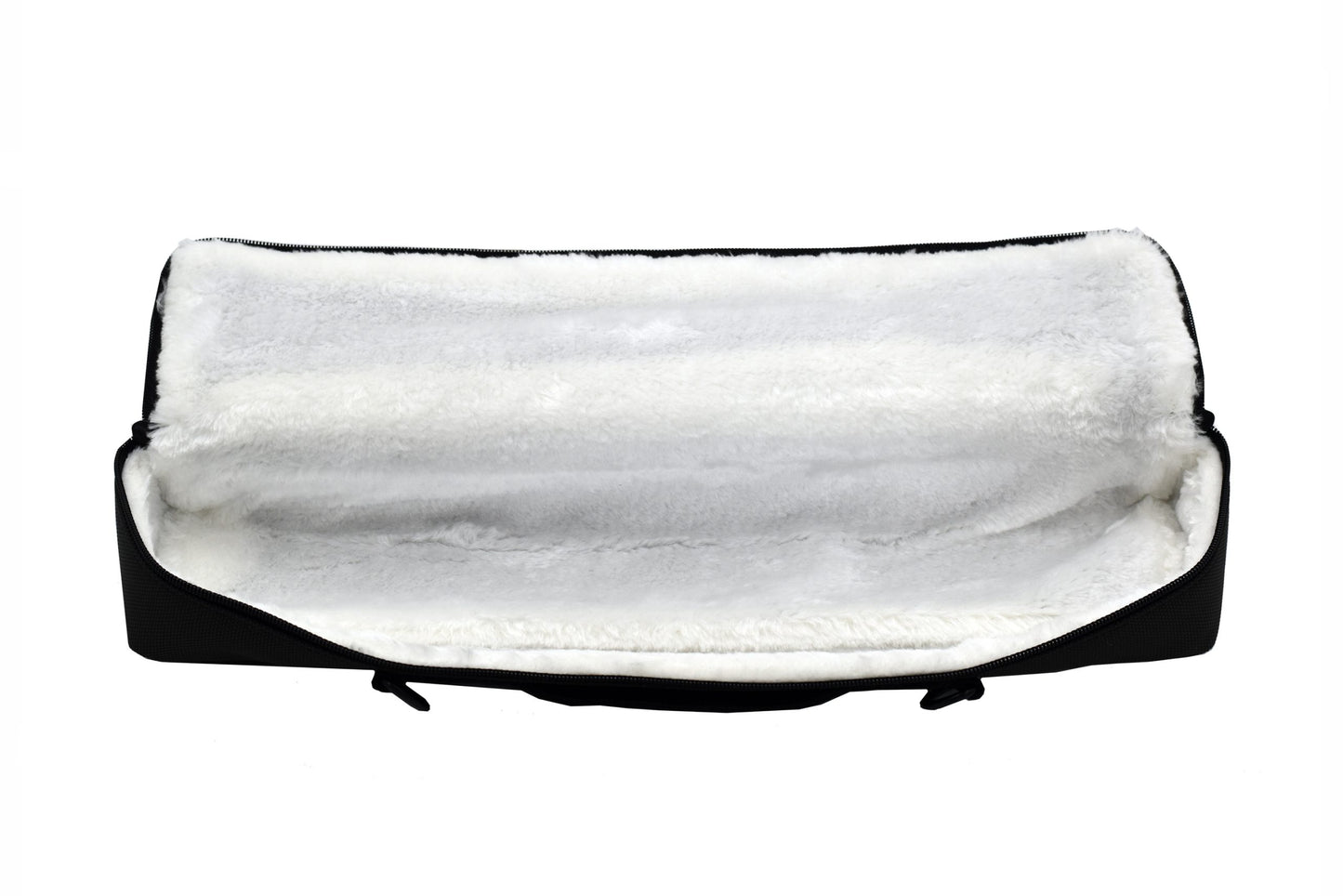 Sankyo flute soft case cover open displaying white fleece lined interior