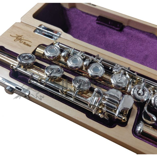 Trevor James Copper Flute in an Open Case with Purple Velvet