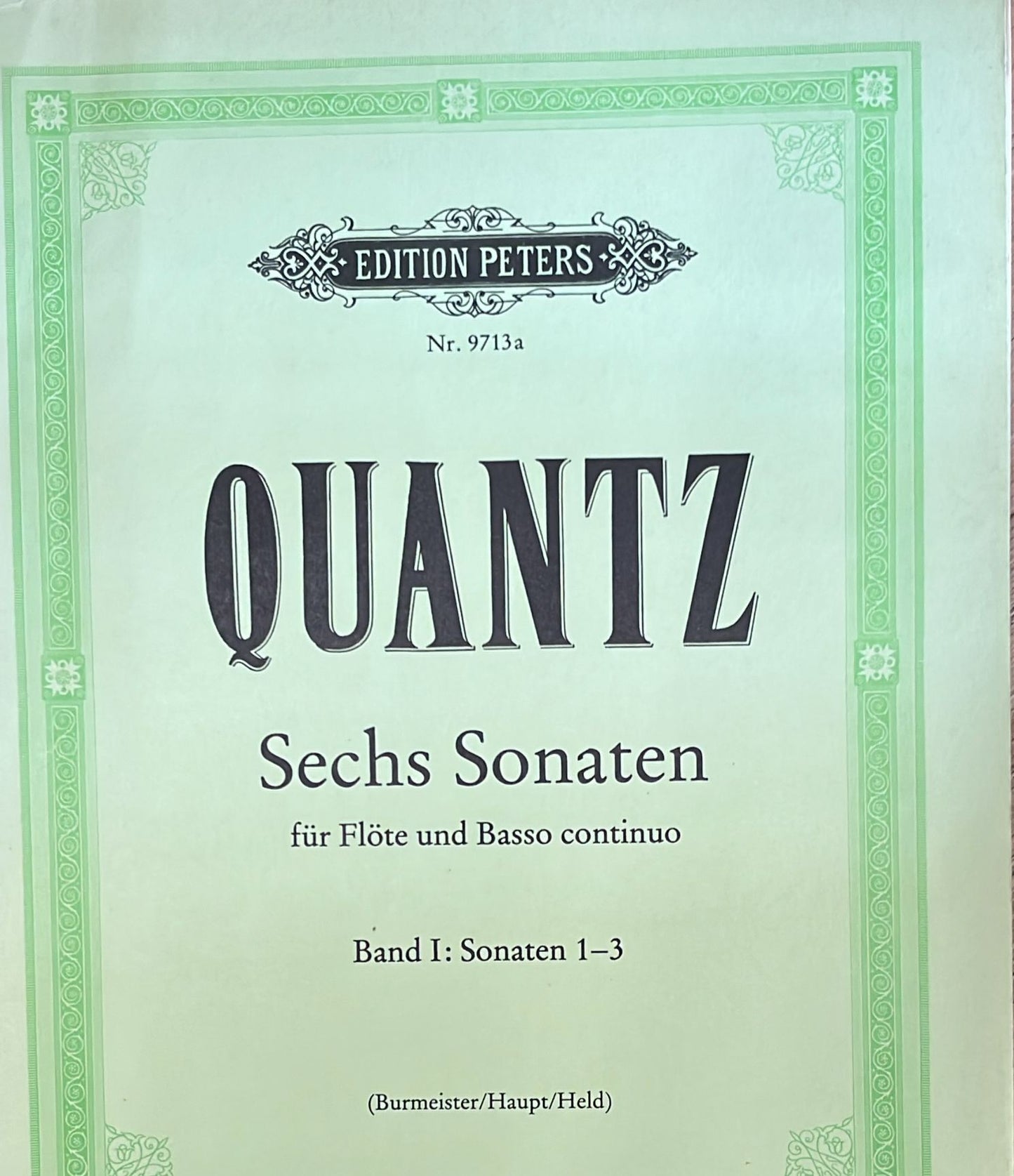 Quantz- Six Sonatas for Flute and Basso Continuo (Sonatas 1-3) (Edition Peters)