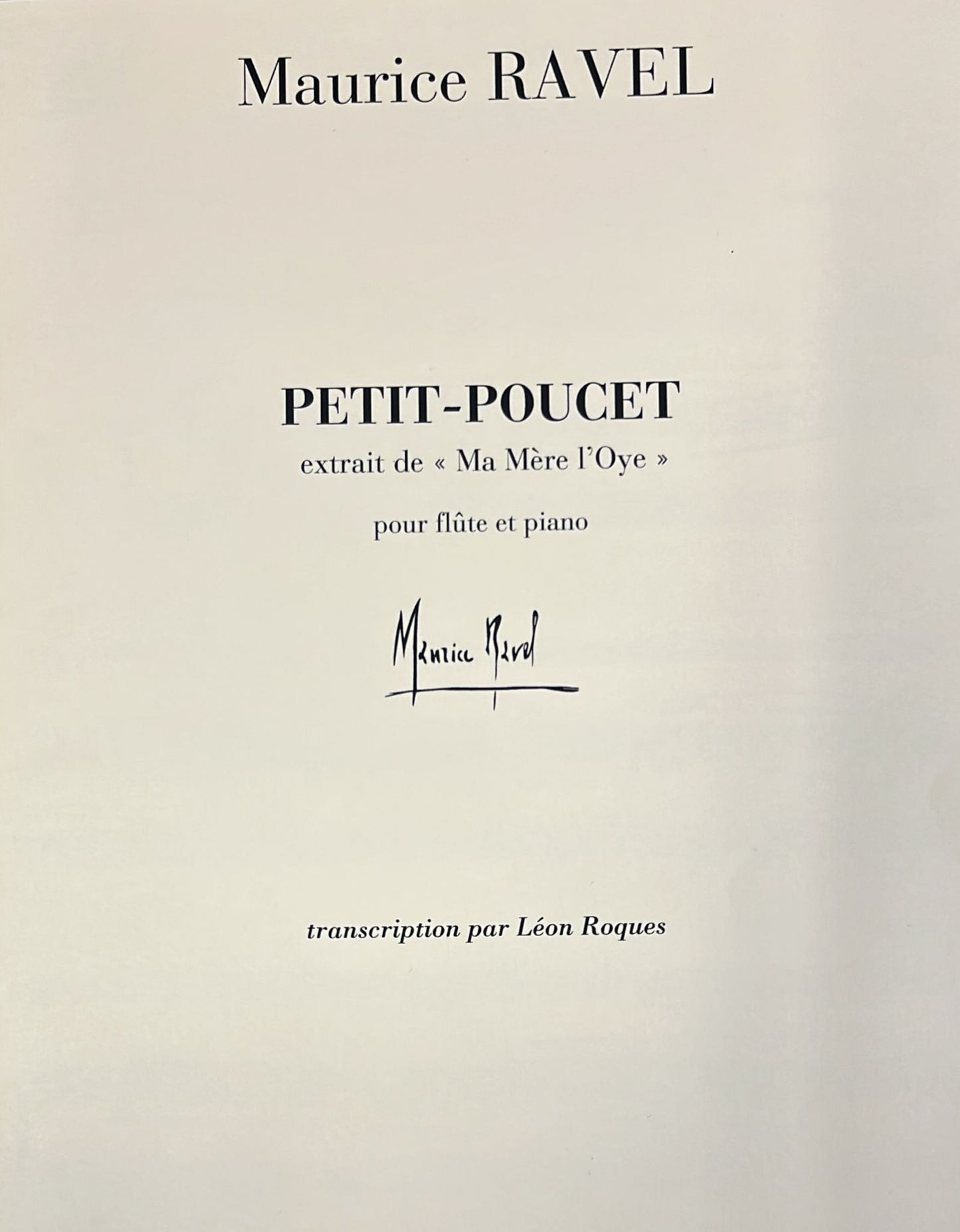 Ravel- Petit-Poucet from "Ma Mère l'Oye" for Flute and Piano