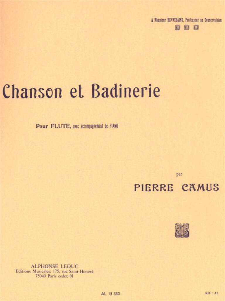Camus- Chanson et Badinerie for Flute and Piano