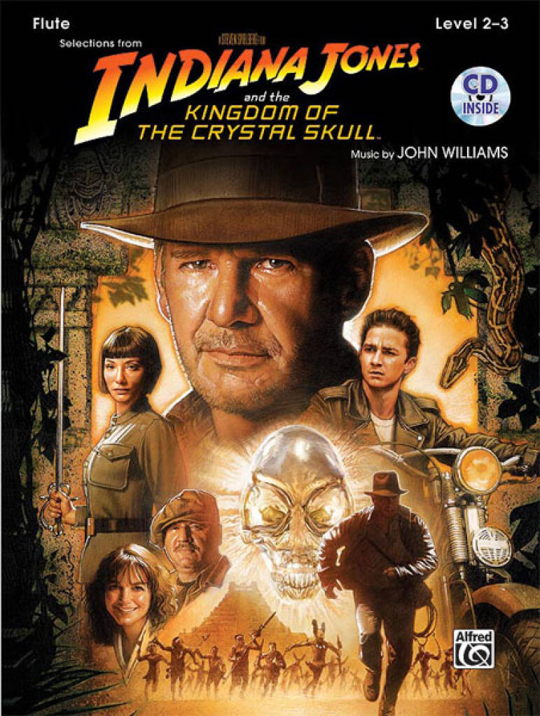 Cover of Indiana Jones Playalong for flute illustrating characters from the movie