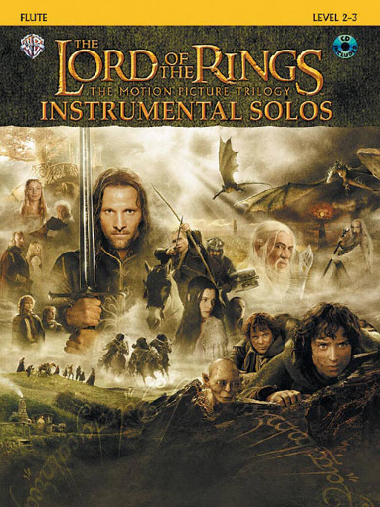 Cover of Lord of the rings score with illustrated characters of the movie
