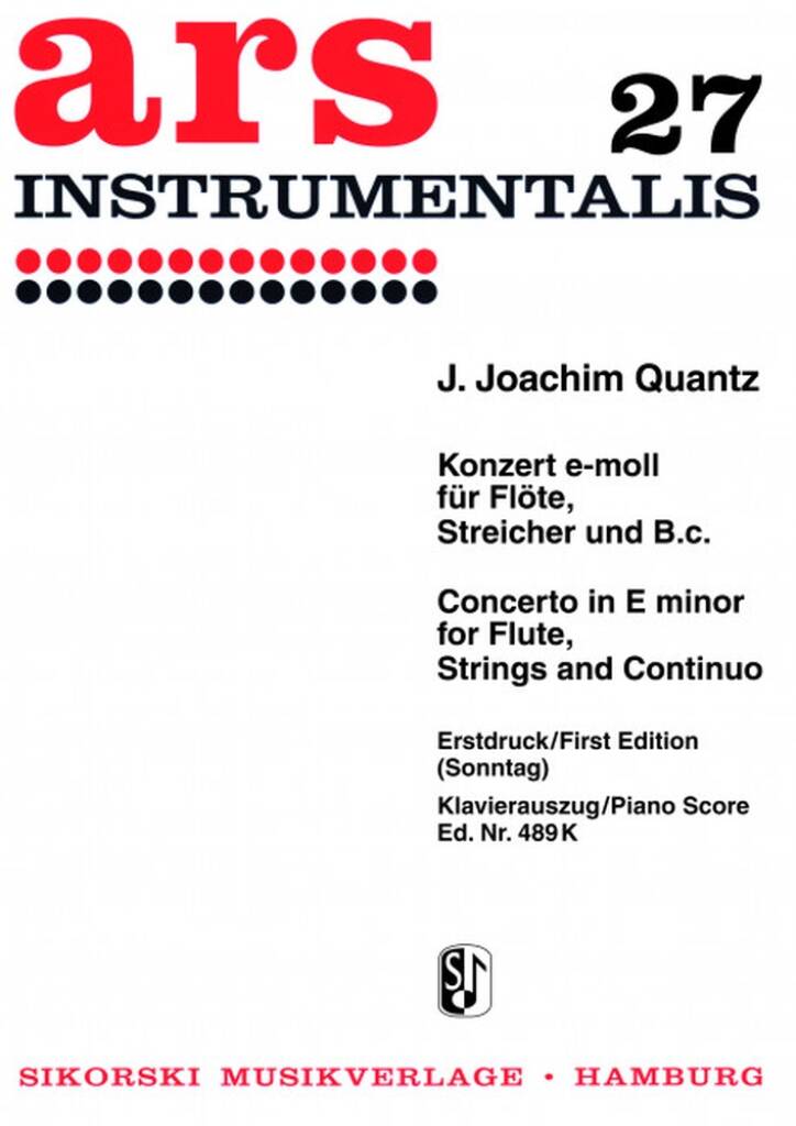 Quantz- Concerto in E Minor for Flute and Piano (Sikorski)