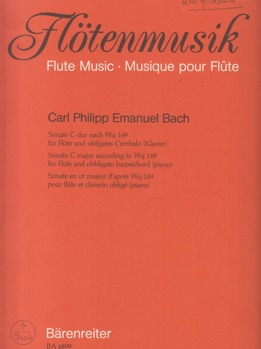 CPE Bach Sonata in C major Wq 146 for Flute and obbligato harpsichord
