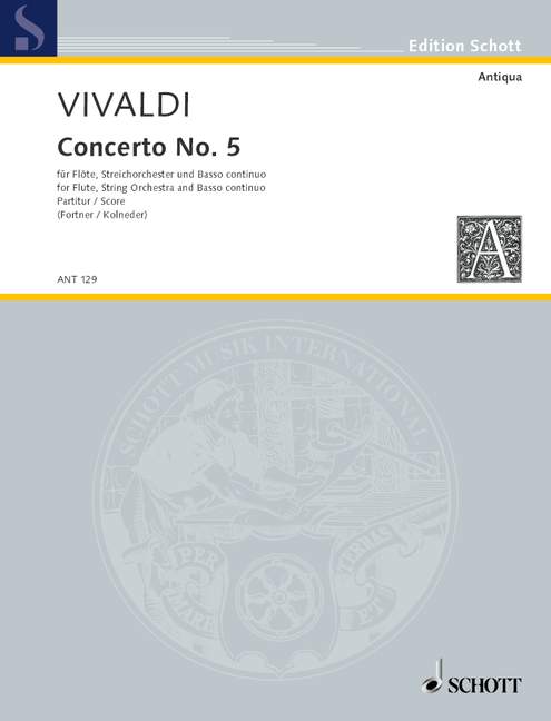 Vivaldi- Concerto No 5 in F for Flute and Piano (Schott)