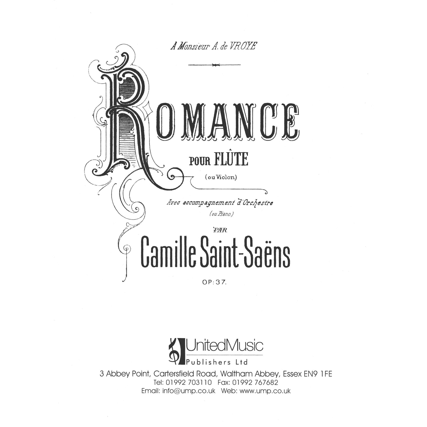 Saint-Saëns- Romance Op.37 for Flute and Piano (UMP)
