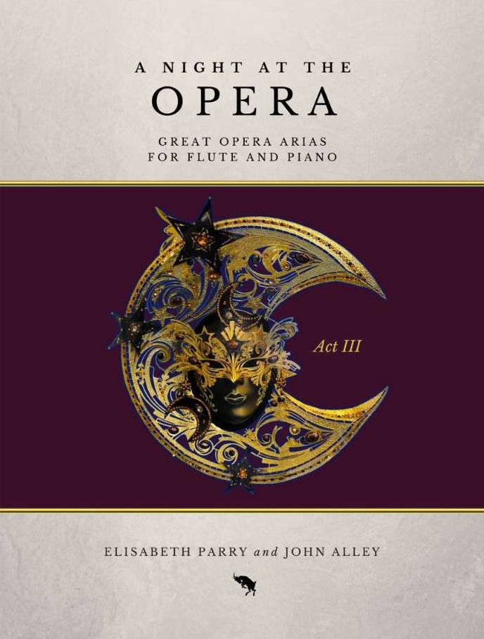 Book cover of 'A Night at the Opera' with decorative design and text on a beige and purple background
