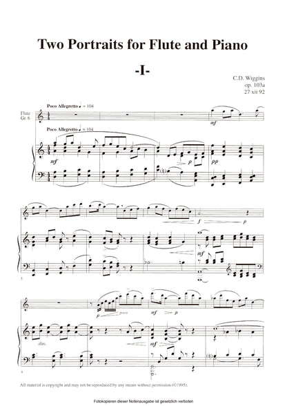 Wiggins- Two Portraits Op.103a for Flute and Piano