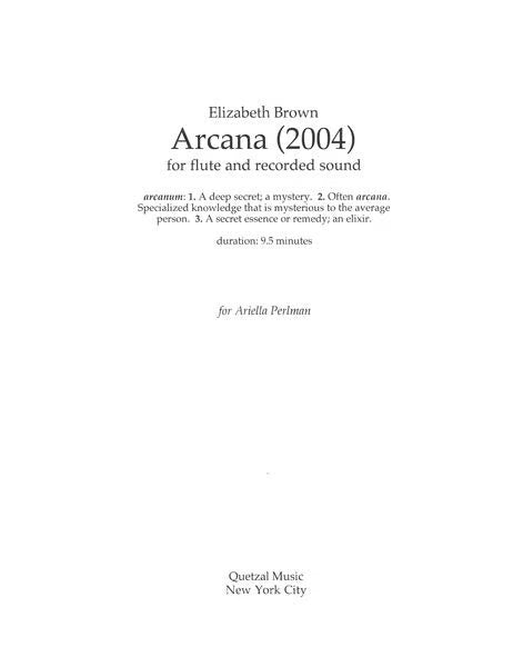 Brown- Arcana for Flute and Recorded Sound