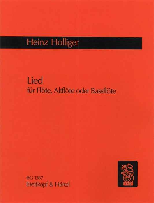 Book cover of 'Lied' by Heinz Holliger with red background and black text
