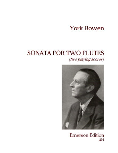 Book cover of 'Sonata for Two Flutes' by York Bowen with a portrait on a white background