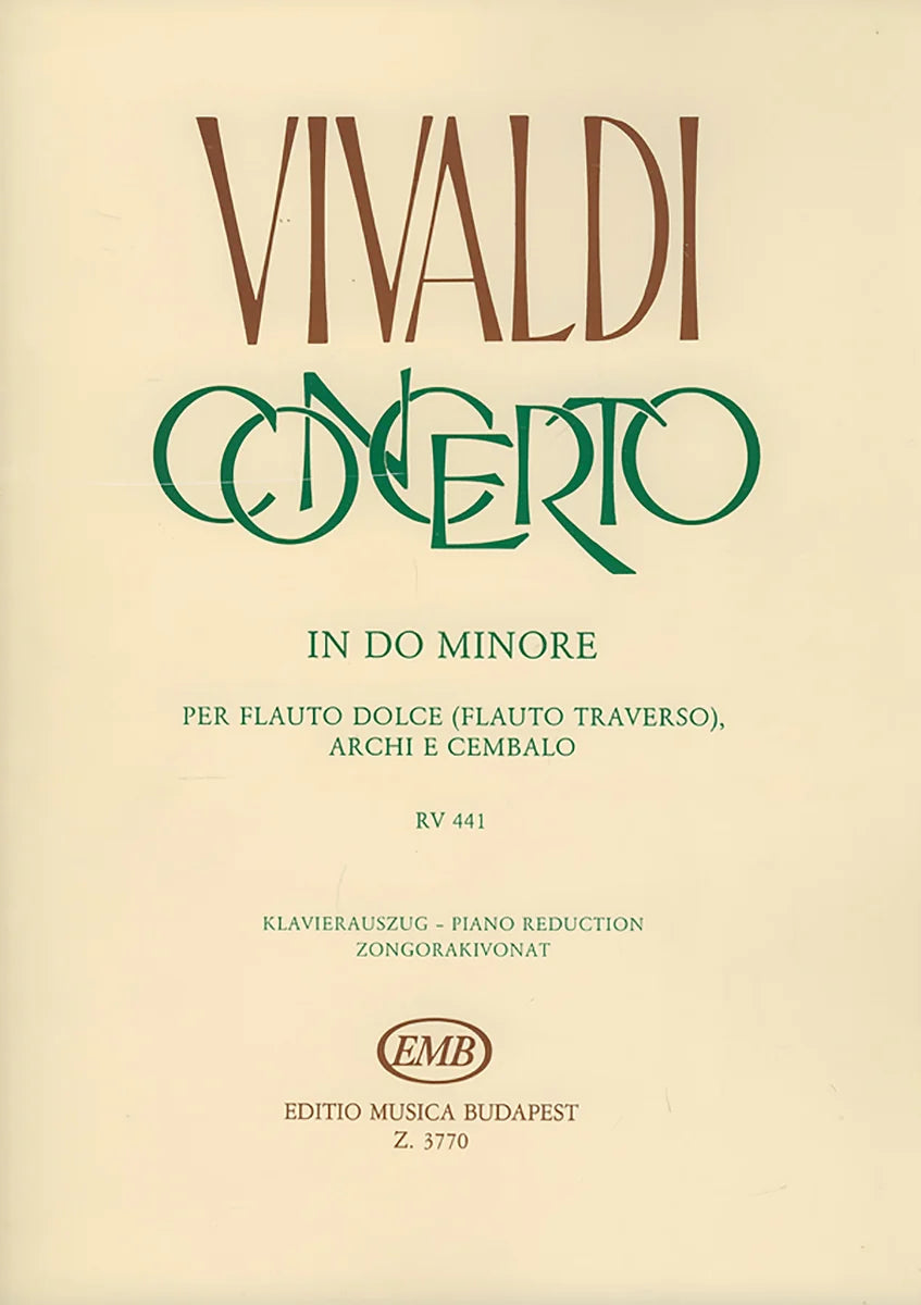 Vivaldi- Concerto in C minor, RV 441 for Flute and Piano (EMB)