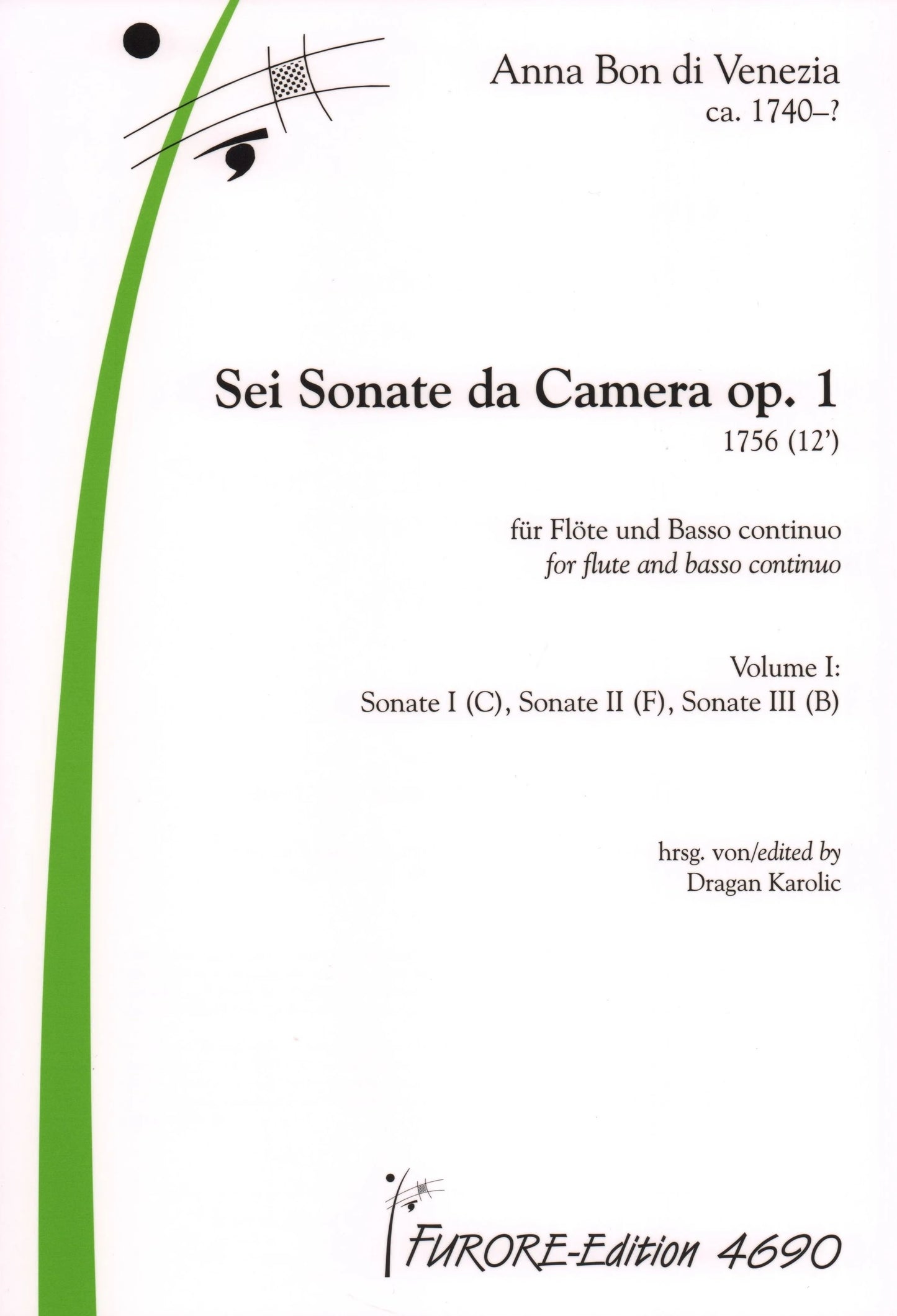 A. Bon di Venezia- Sei Sonate da Camera Op. 1 for Flute and Piano (Vol. 1 and 2)