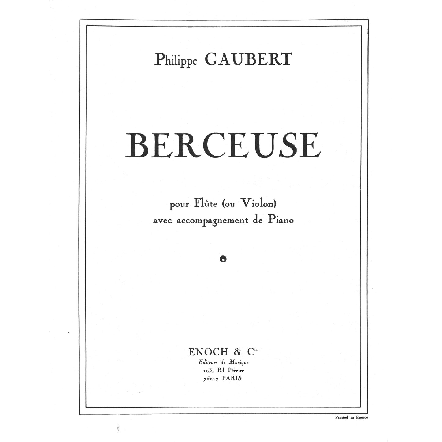 Gaubert- Berceuse for Flute and Piano (Enoch)