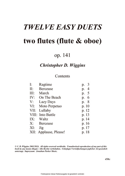 Wiggins- Twelve Easy Duets Op. 141 for Two Flutes