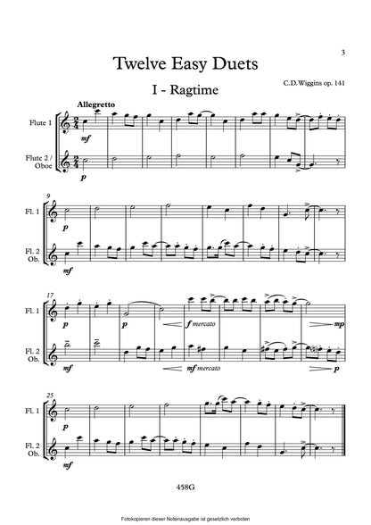 Wiggins- Twelve Easy Duets Op. 141 for Two Flutes