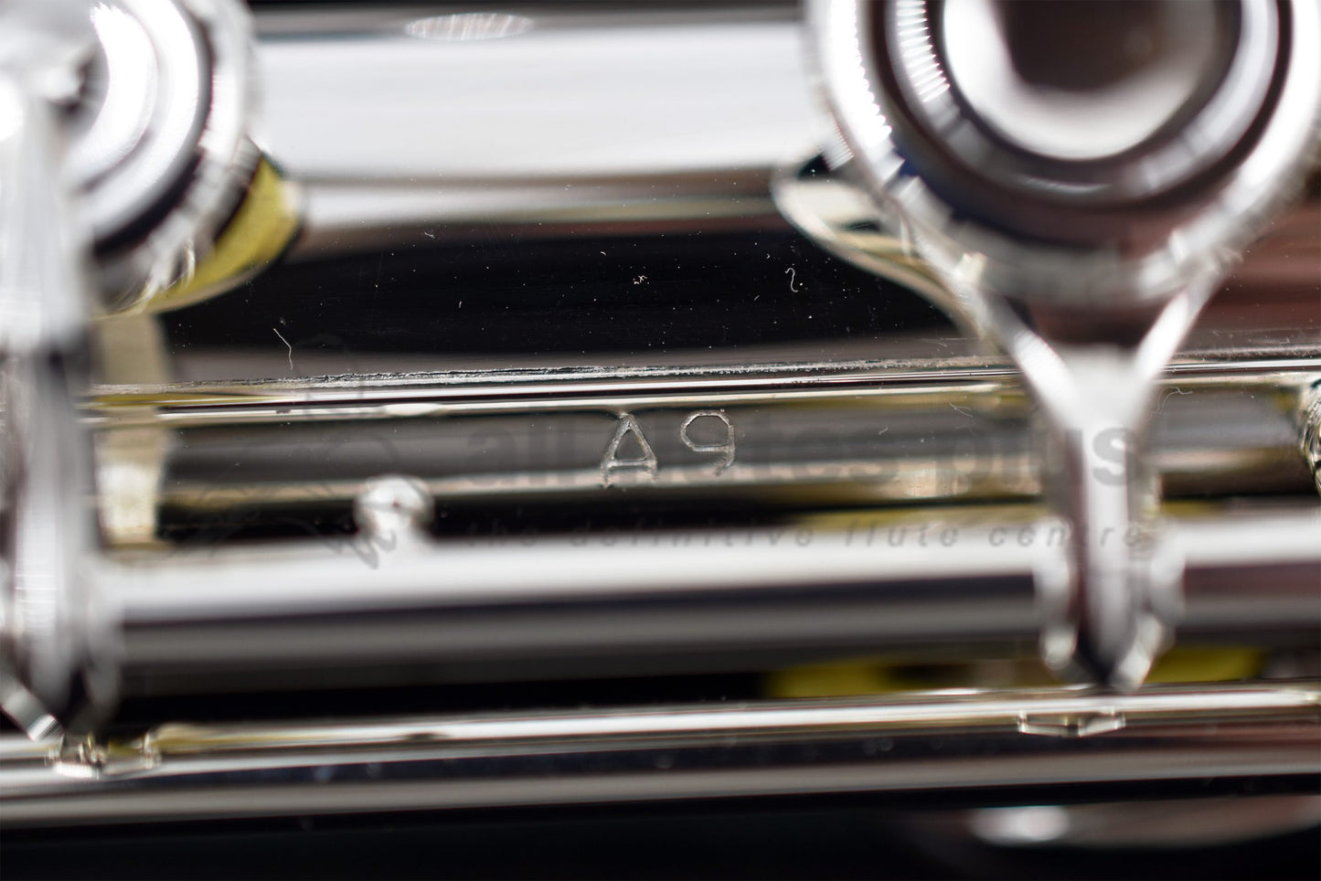 Altus A9 Flute close up of A9 logo on flute 