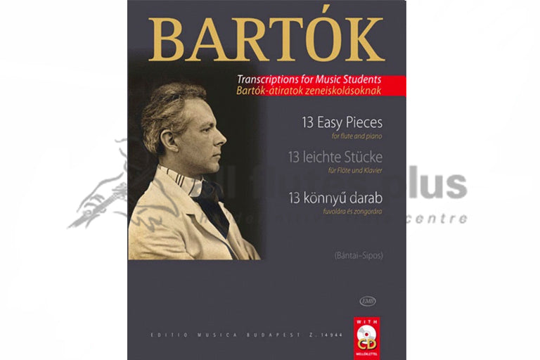 Book cover of Bartók transcriptions for music students with a portrait on a dark background
