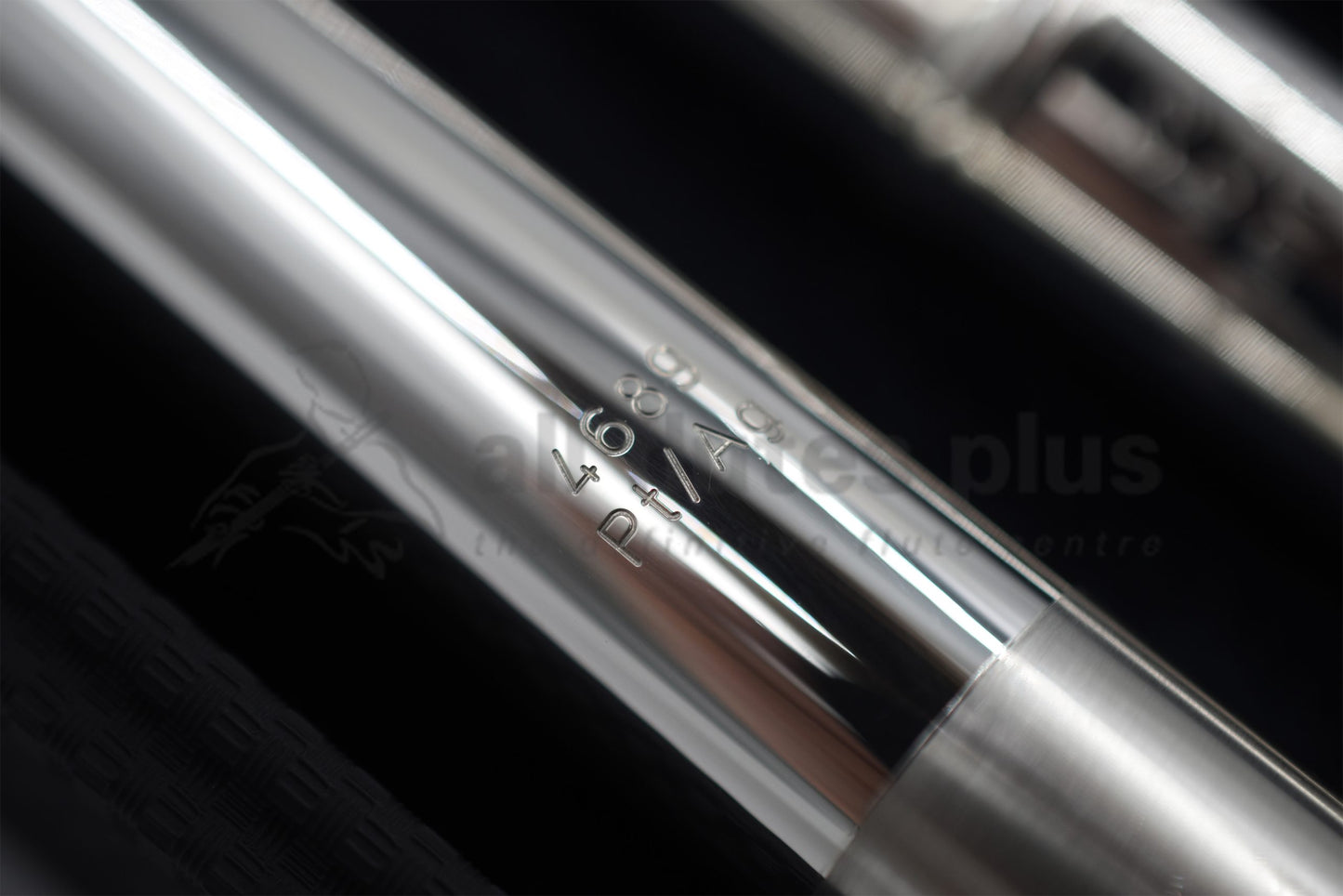 Burkart silver flute close up of silver and platinum marking on headjoint Pt/Ag, alongside the serial number 