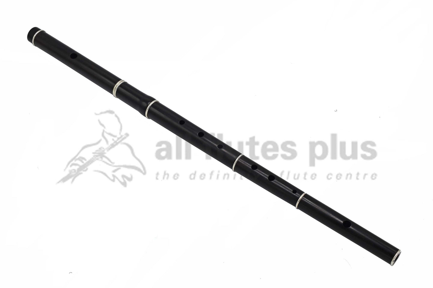 Tony Millyard Traditional Keyless Grenadilla Flute in D, Rudall Rose Model with Sterling Silver rings C8037