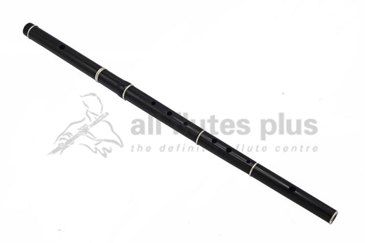 Tony Millyard Traditional Keyless Grenadilla Flute in D, Rudall Rose Model with Sterling Silver rings C8037