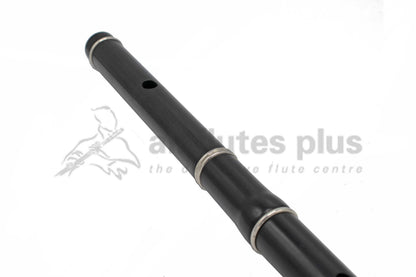 Tony Millyard Traditional Keyless Grenadilla Flute in D, Rudall Rose Model with Sterling Silver rings C8037