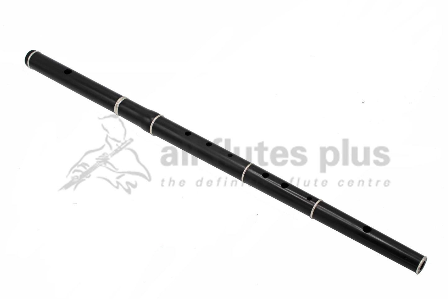 Tony Millyard Traditional Keyless Grenadilla Flute in D, Pratten Model with Sterling Silver rings C8038