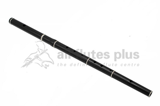 Tony Millyard Traditional Keyless Grenadilla Flute in D, Pratten Model with Sterling Silver rings C8038