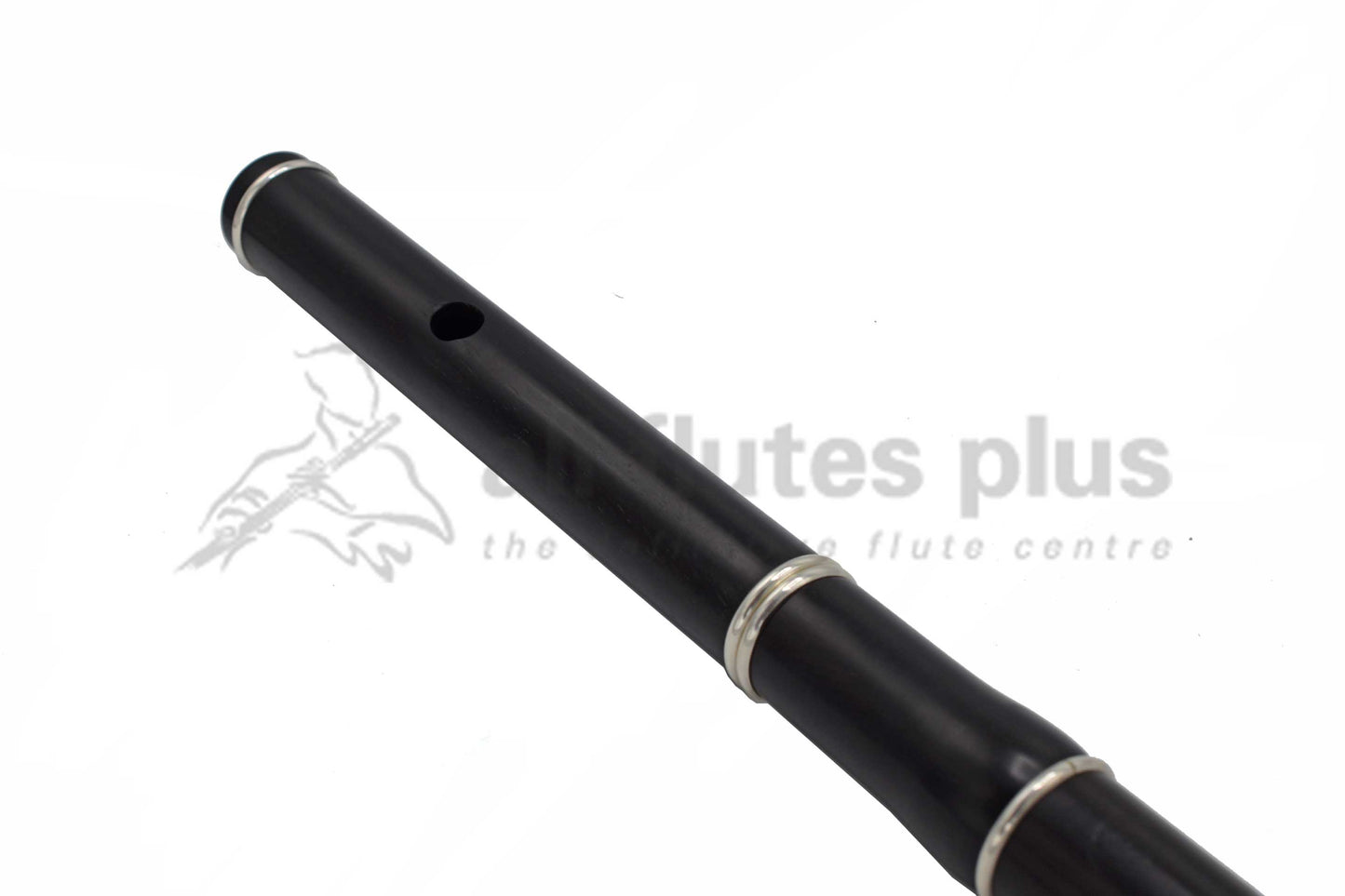 Tony Millyard Traditional Keyless Grenadilla Flute in D, Pratten Model with Sterling Silver rings C8038