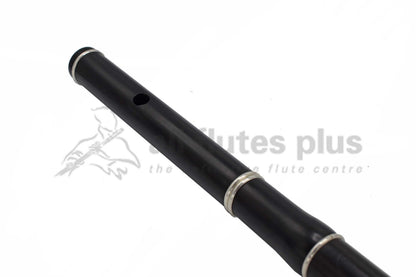 Tony Millyard Traditional Keyless Grenadilla Flute in D, Pratten Model with Sterling Silver rings C8038