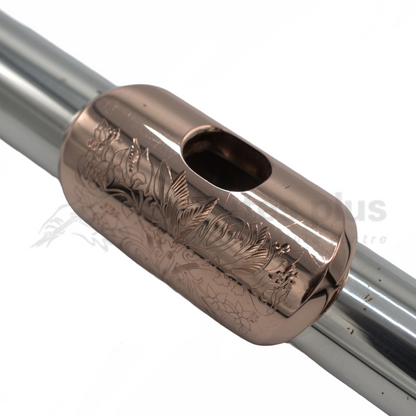 Pre-owned Mike Allen Silver Headjoint with Engraved 14K Lip Plate & Riser C8063