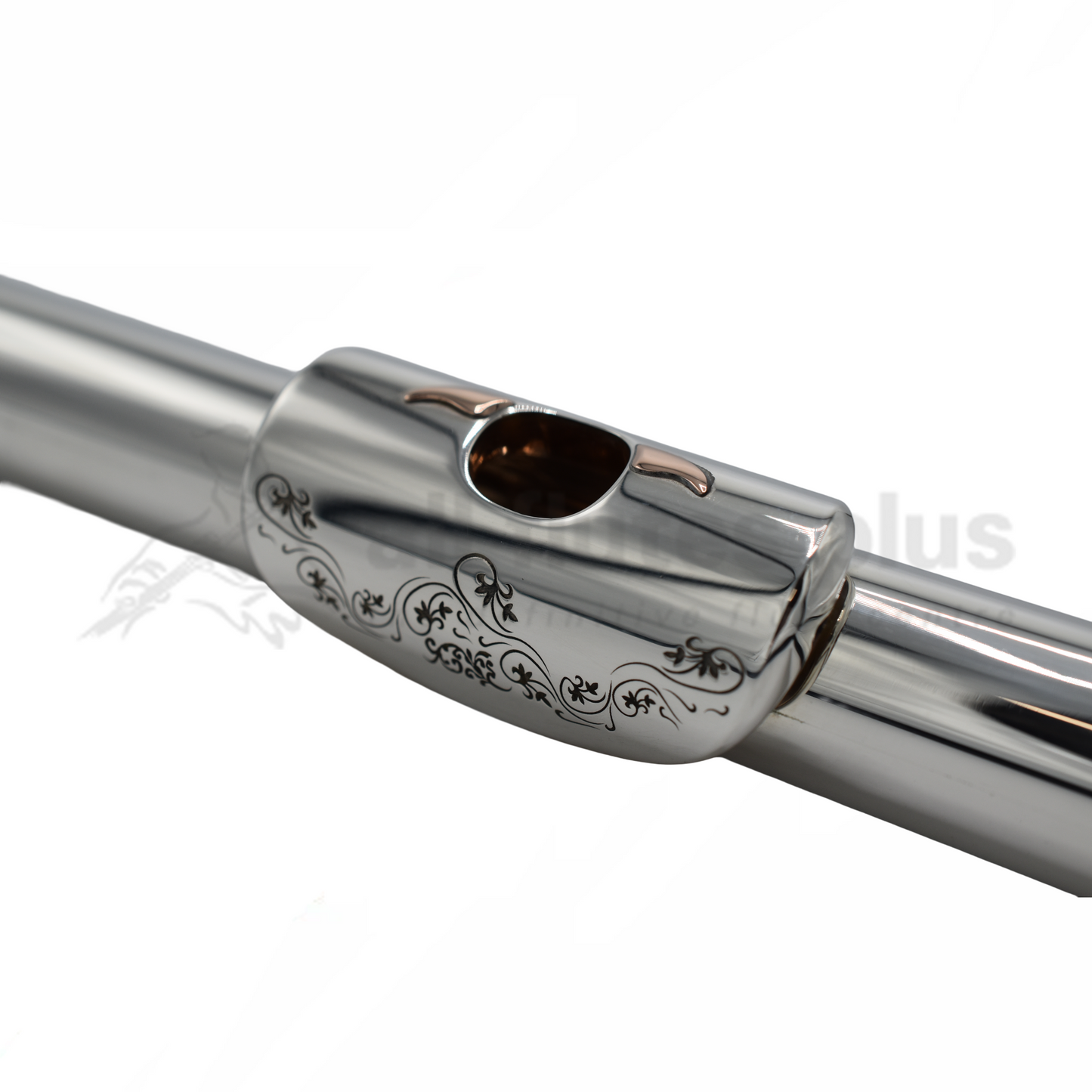 Pre-owned Song .995 Silver Headjoint, 14K Riser, 14K Alder Wings, Engraved Lip and Synthetic Ruby on Crown C8177