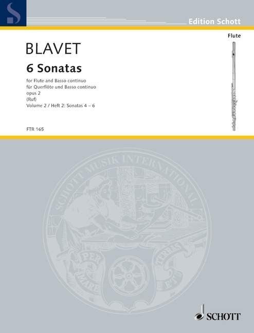 Blavet- Six Sonatas for Flute and Piano/Basso Continuo Op. 2 Vol. 1 (1-3) and Vol. 2 (4-6) (Schott)