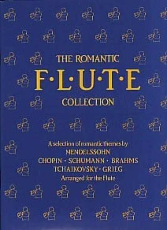 Book cover of 'The Romantic Flute Collection' with blue background and gold text.