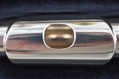 Burkart Elite flute close up of lip plate and embouchure 