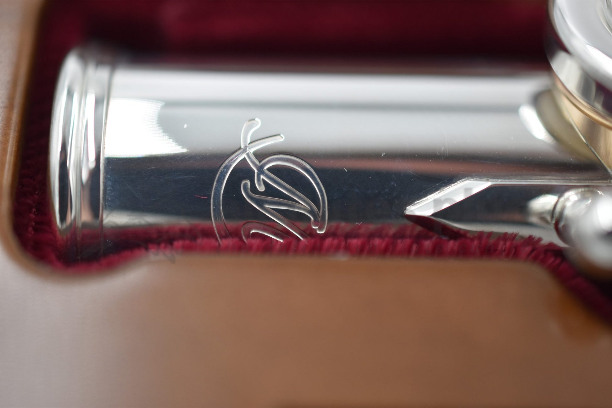 Miyazawa Logo engraved into the footjoint on a Miyazawa CS - B Flute