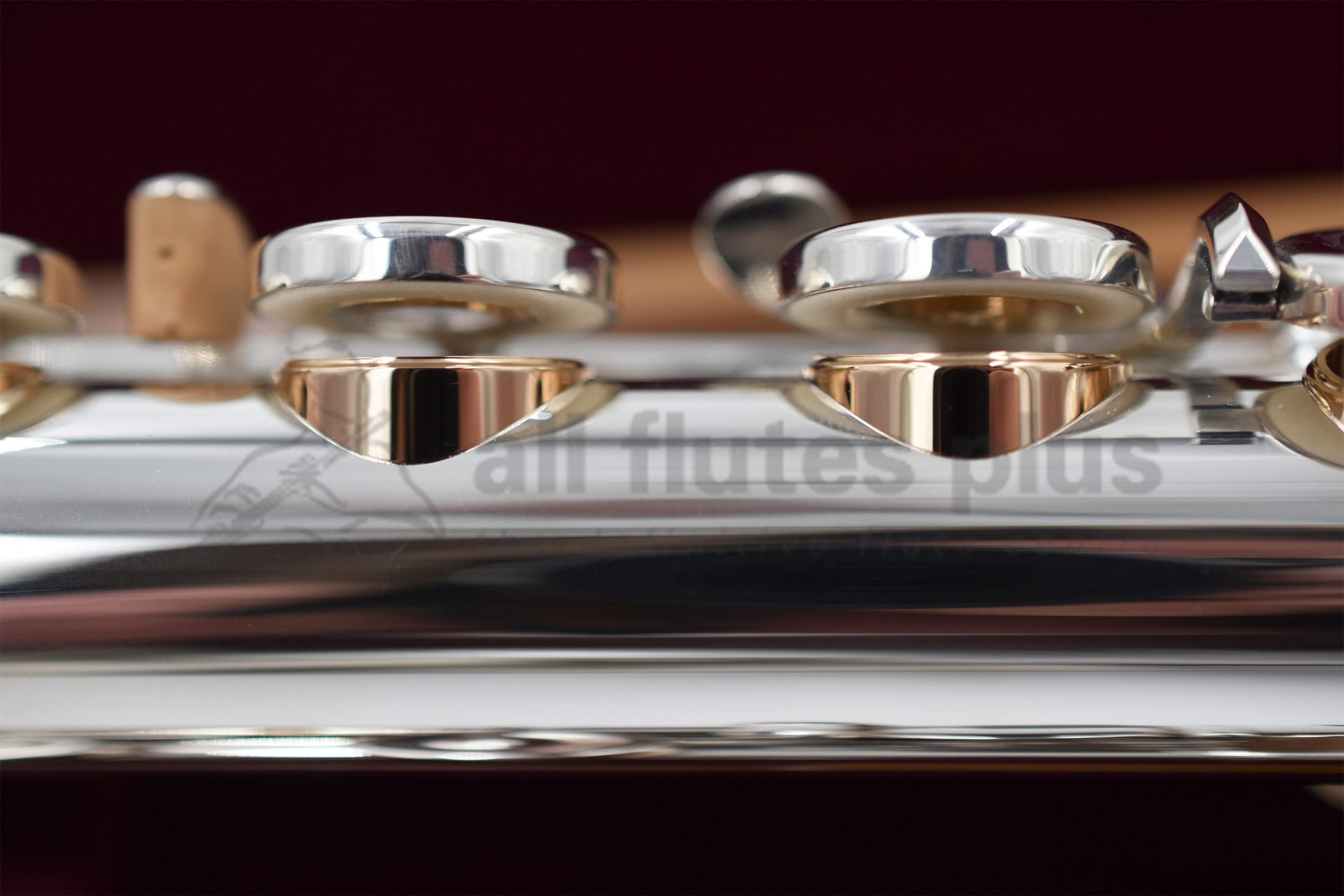 Close up of 14K Gold  Soldered Tone Holes on Miyazawa CS B Flute