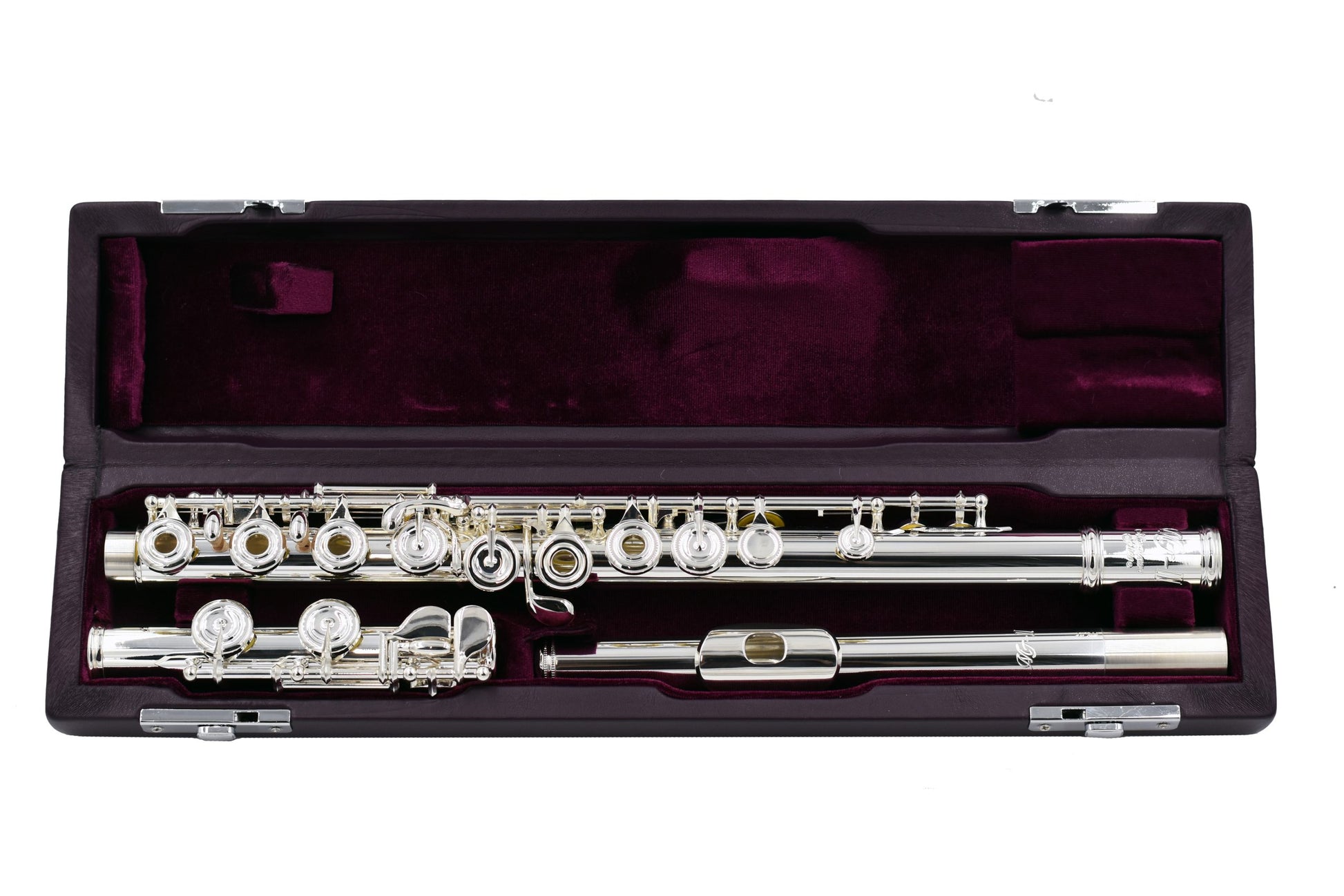 Miyazawa MJ-II 30 E/RE Flute presented in an open case showing the flute,