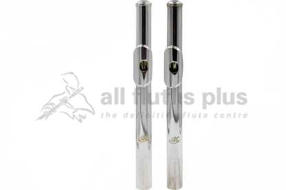Two Miyazawa MX Head Joints, one the MX-1 cut and the other the MX-2 cut. Both .958 silver