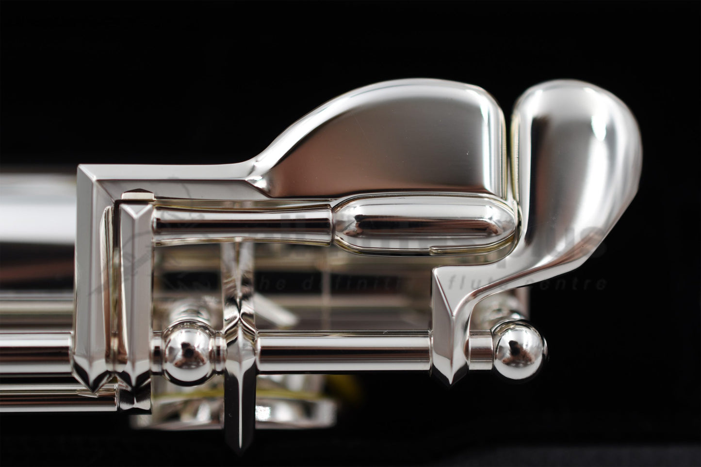Close up of foot joint mechanism touch pieces on Miyazawa ST Alto Flute
