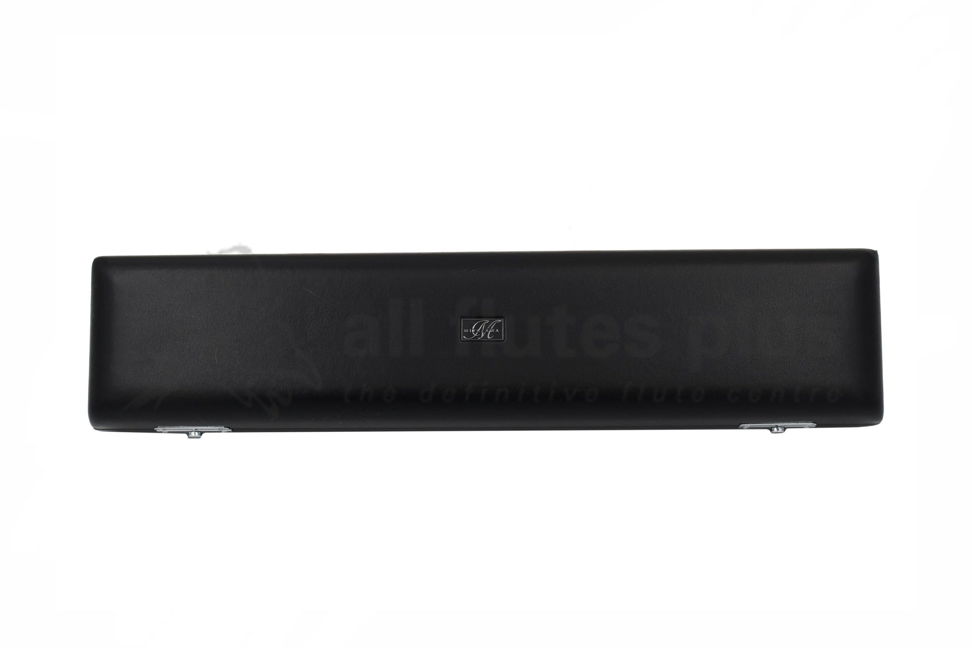 Miyazawa ST Alto Flute faux leather bound hard case showing Miyazawa logo on the top