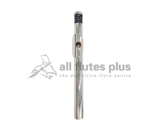 Nagahara 950 Silver Headjoint with 18k Gold Riser for flute, displayed against a white background with a watermark of 'allflutesplus.com - the definitive flute centre'.