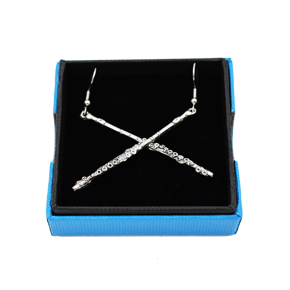 Pewter Flute Earrings