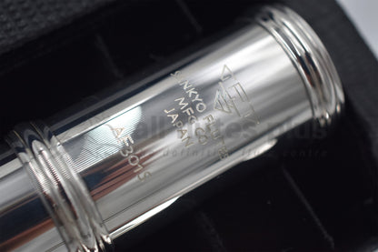 Close up of Sankyo AF301S Alto flute engraving on body tube