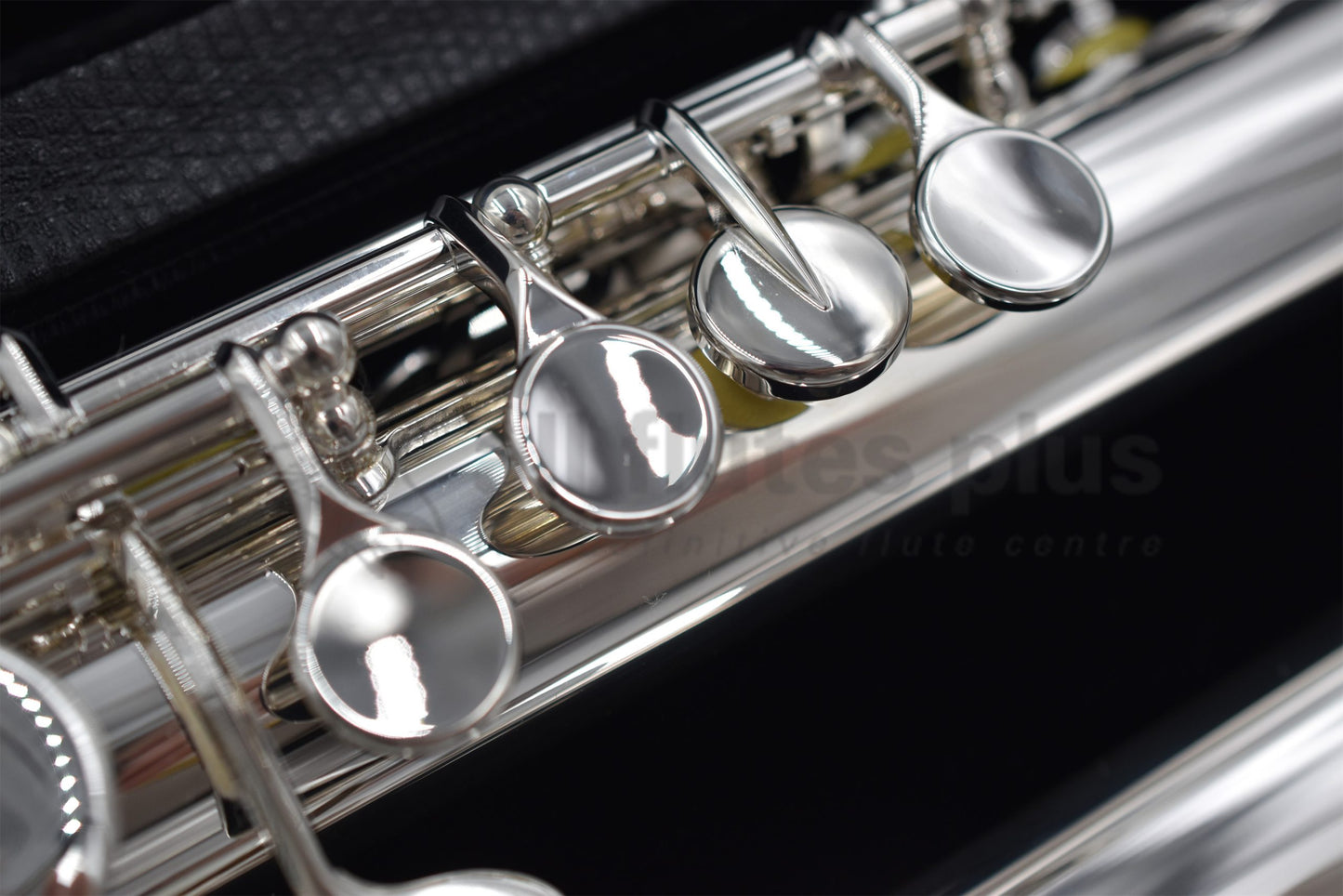 Sankyo AF301S Alto flute close up of left hand keywork and mechanism