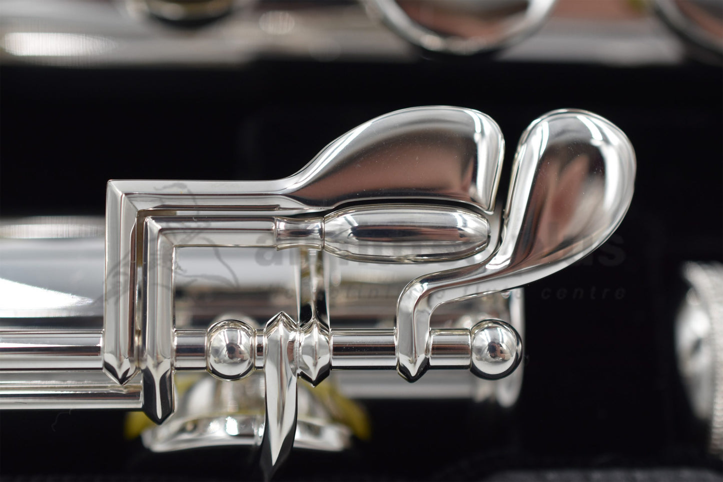 Sankyo AF301S Alto flute close up of footjoint keywork